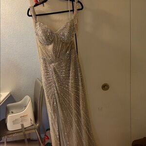 Elegant Silver Sequin Gown